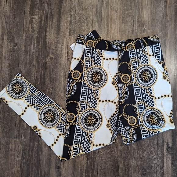 Unisex sz. M funky print black/white pants - Picture 6 of 9